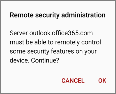 Android Remote Security prompt