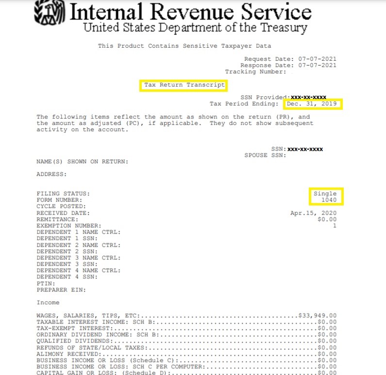 Tax return sample
