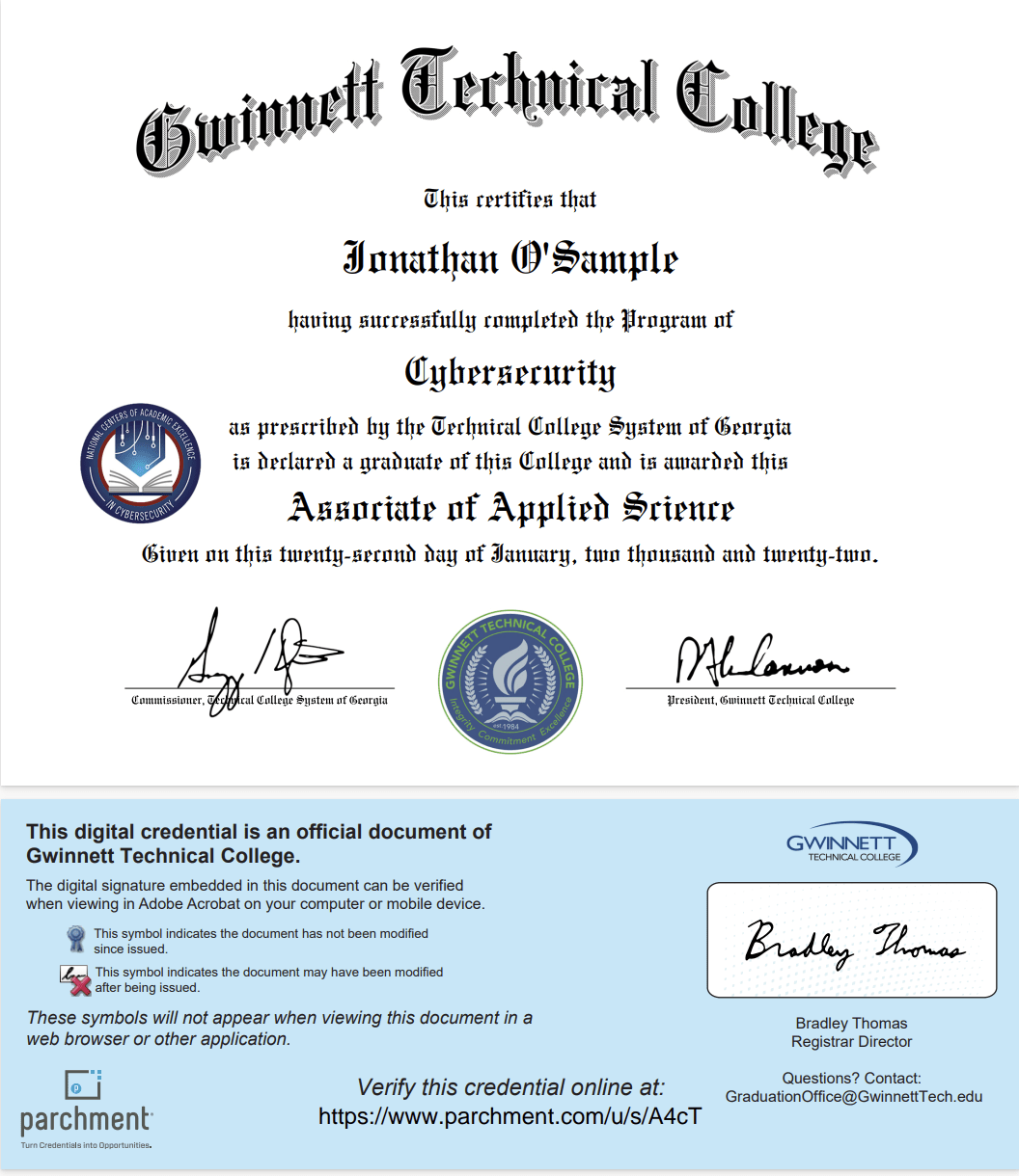 GTC sample diploma