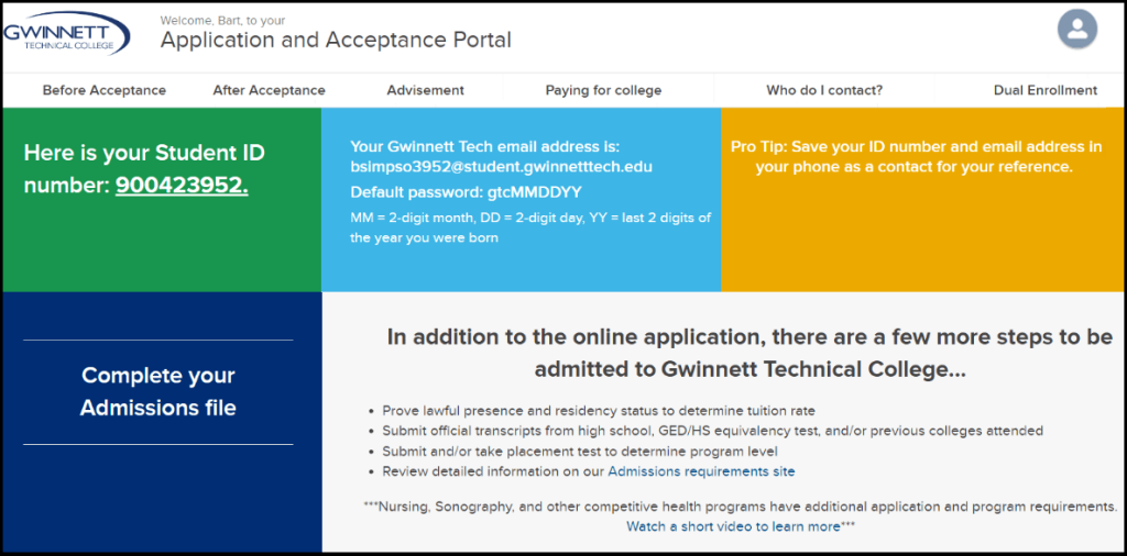 acceptance portal example