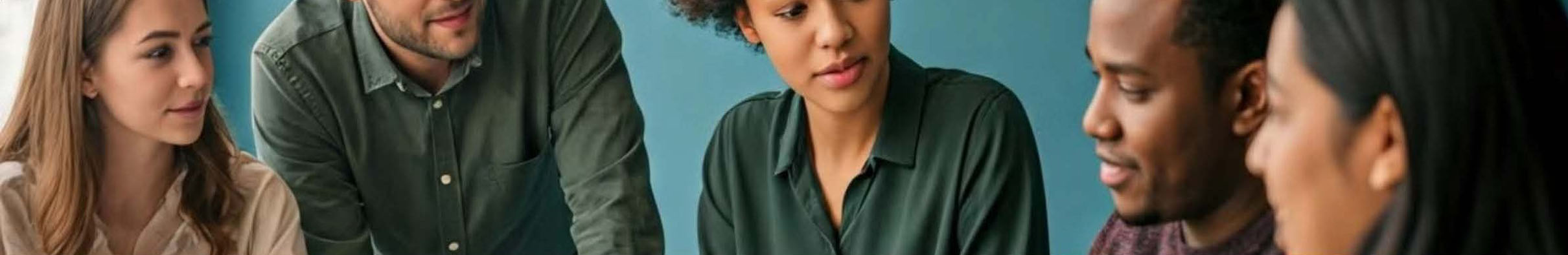 5 students sitting in a meeting