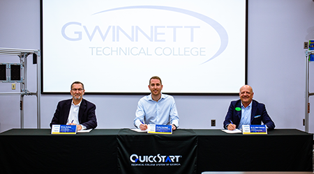 Georgia Quick Start Northern Operations Executive Director Bruce Batton, Georgia Quick Start Northern Operations Executive Director Bruce Batton and President of Gwinnett Tech, Dr. D. Glen Cannon